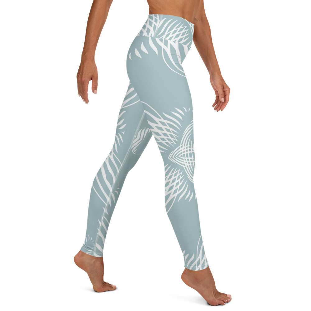 Yoga Sport Legging Proud Pattern zijkant: side L2: mint groen wit : mint green white