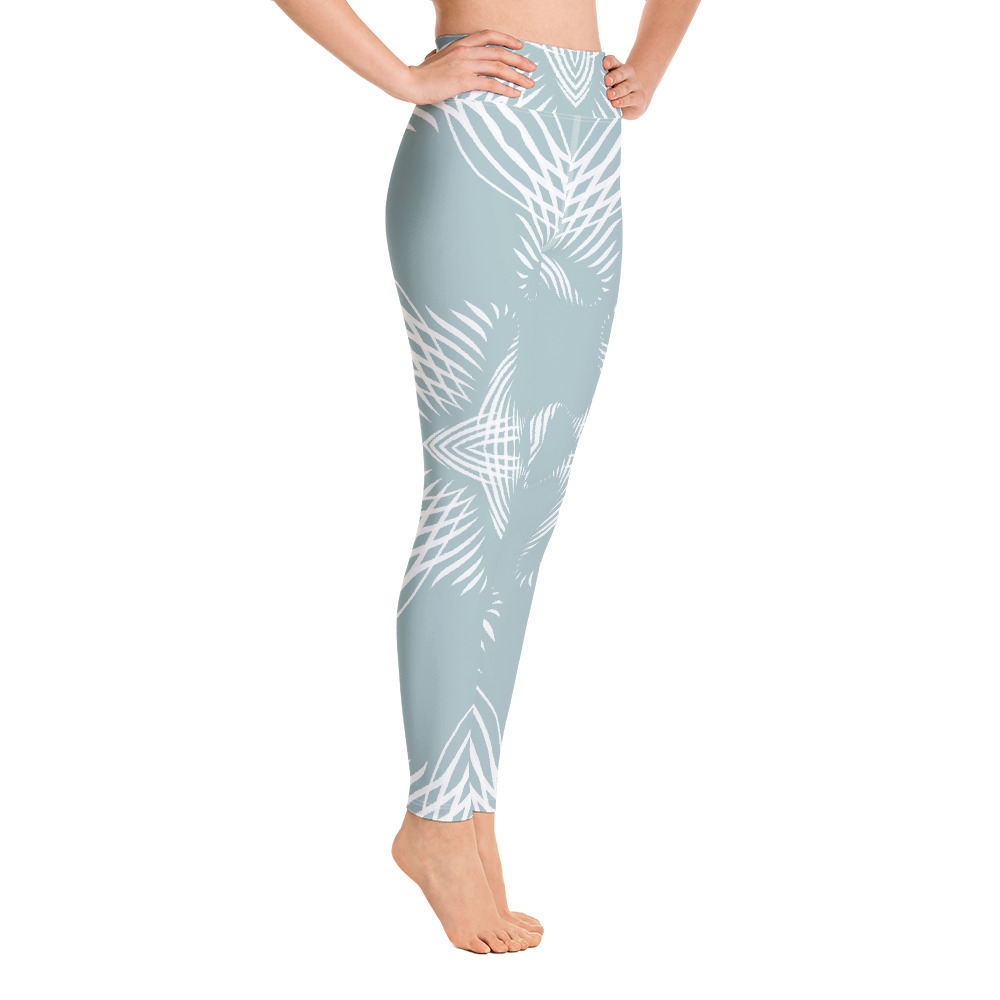 Yoga Sport Legging Proud Pattern zijkant: side R2: mint groen wit : mint green white