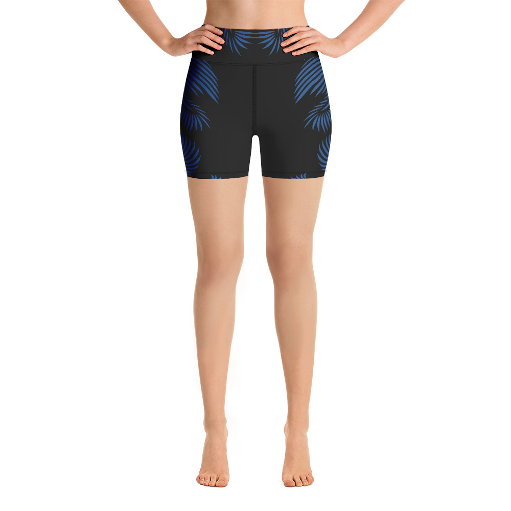 Yoga Sport Short Lines 4 Peace : zwart klassiek blauw: black classic blue: voorkant front 1 Duurzame authentieke Yoga Short