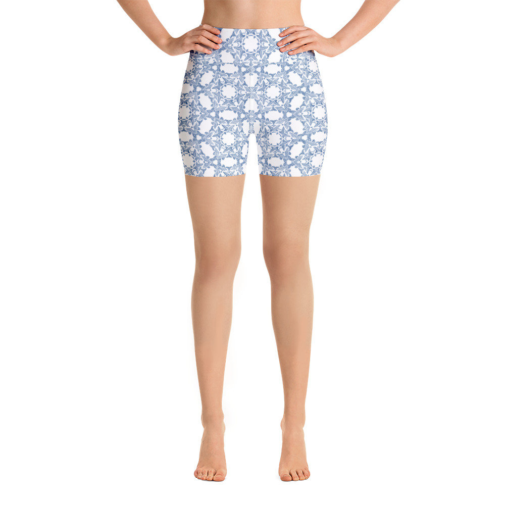 Yoga Sport Short design Grace in Lace : wit klassiek blauw -white classic blue : voorkant - front 2