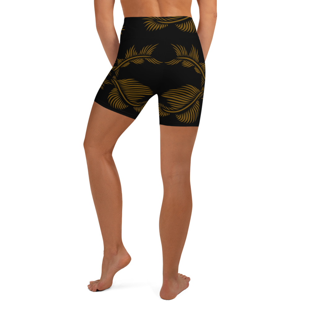 Yoga Sport Short design Lines 4 Peace : zwart hazelnoot bruin - black hazelnut brown : achterkant back 2