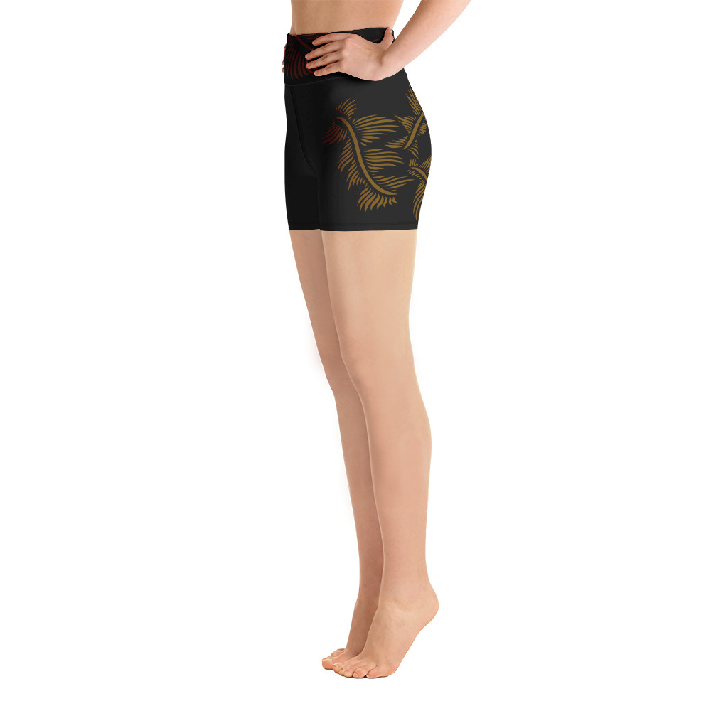 Yoga Sport Short design Lines 4 Peace : zwart hazelnoot bruin - black hazelnut brown : zijkant side 2