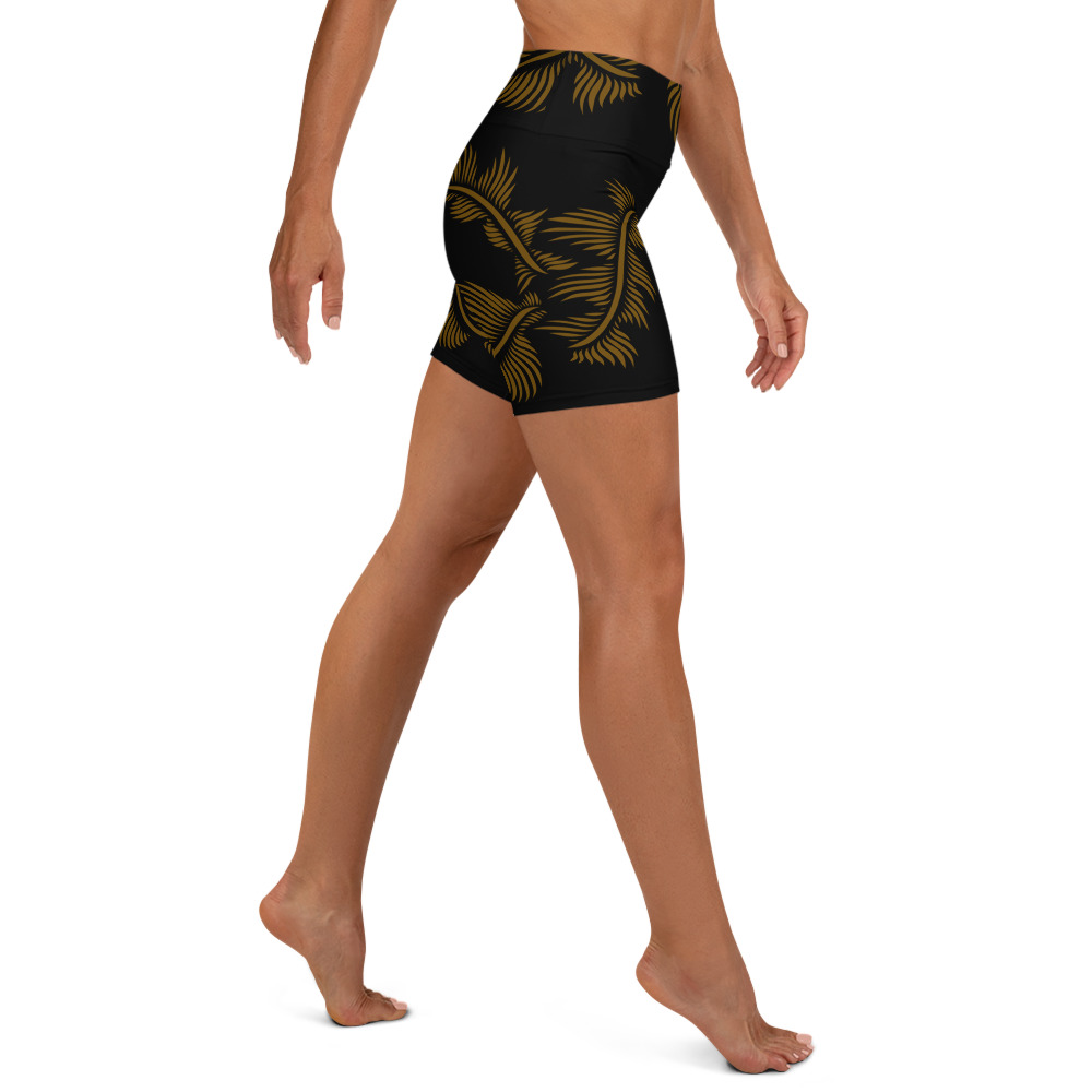 Yoga Sport Short design Lines 4 Peace : zwart hazelnoot bruin - black hazelnut brown : zijkant side 4