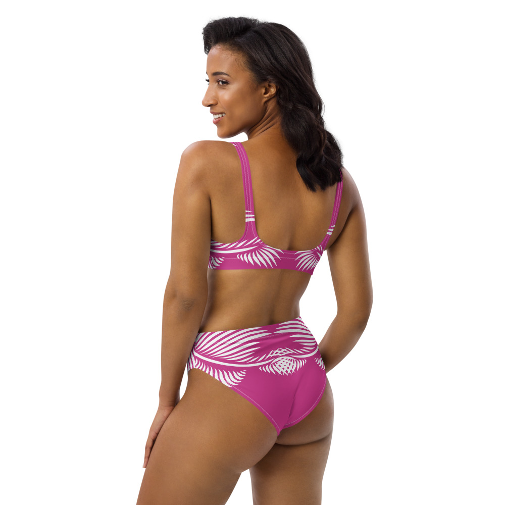 Recycled Bikini Lines 4 Peace roze wit - pink white : zijkant side 2