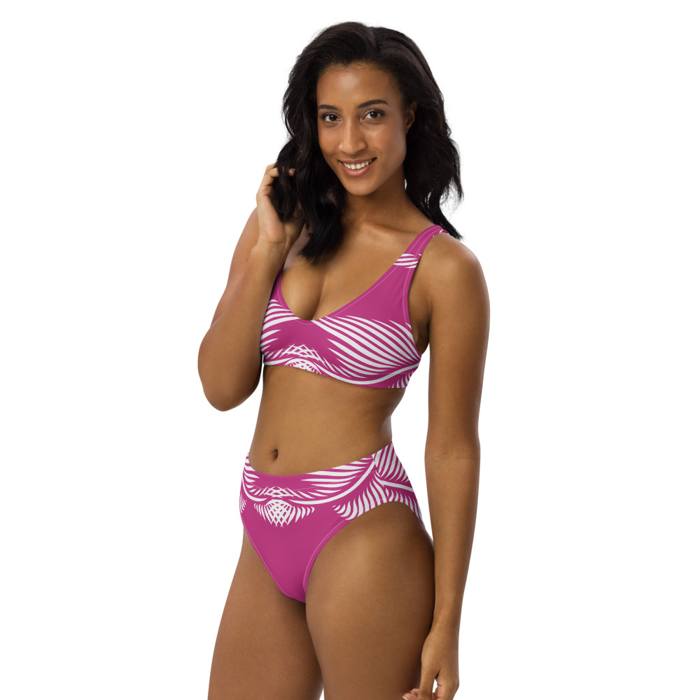 Recycled Bikini Lines 4 Peace roze wit - pink white : zijkant side 4